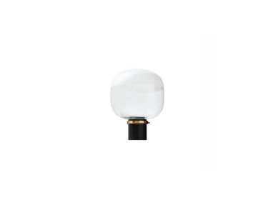 Lampada da tavolo con diffusore in vetro trasparente e satinato e base in metallo finitura Nero e Oro Ghost Tavolo di Midj