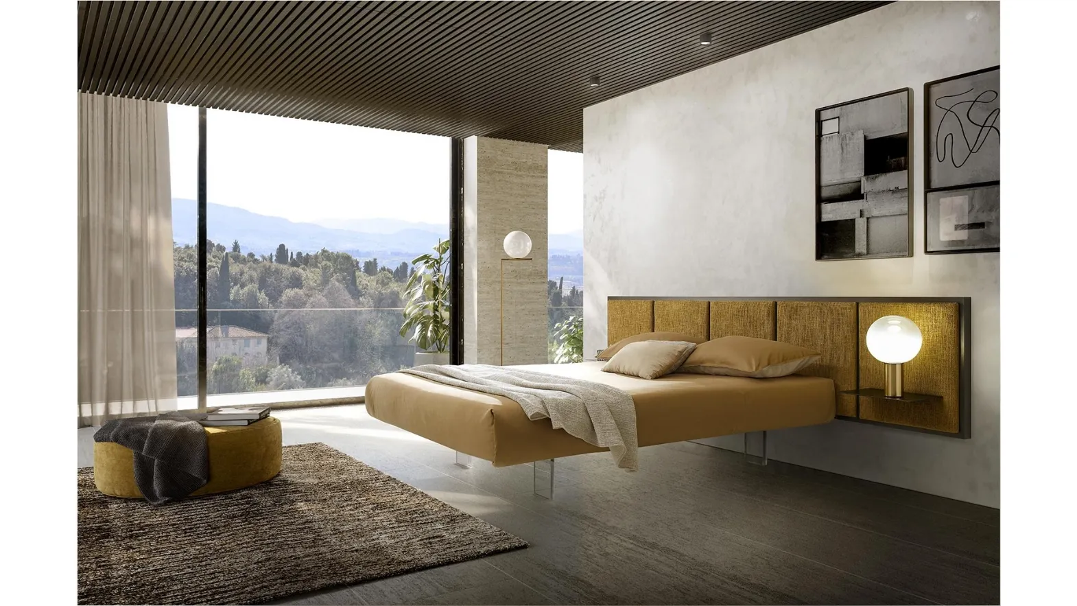 Letto Scacco Configurazione a 1 pannello boiserie di Duomo Design