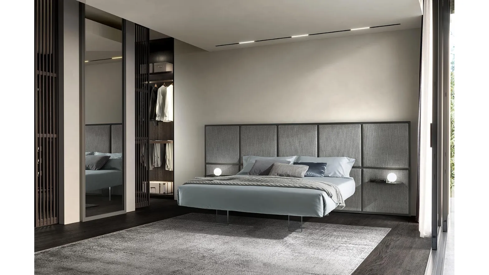 Letto Scacco Configurazione a 2 pannelli boiserie di Duomo Design