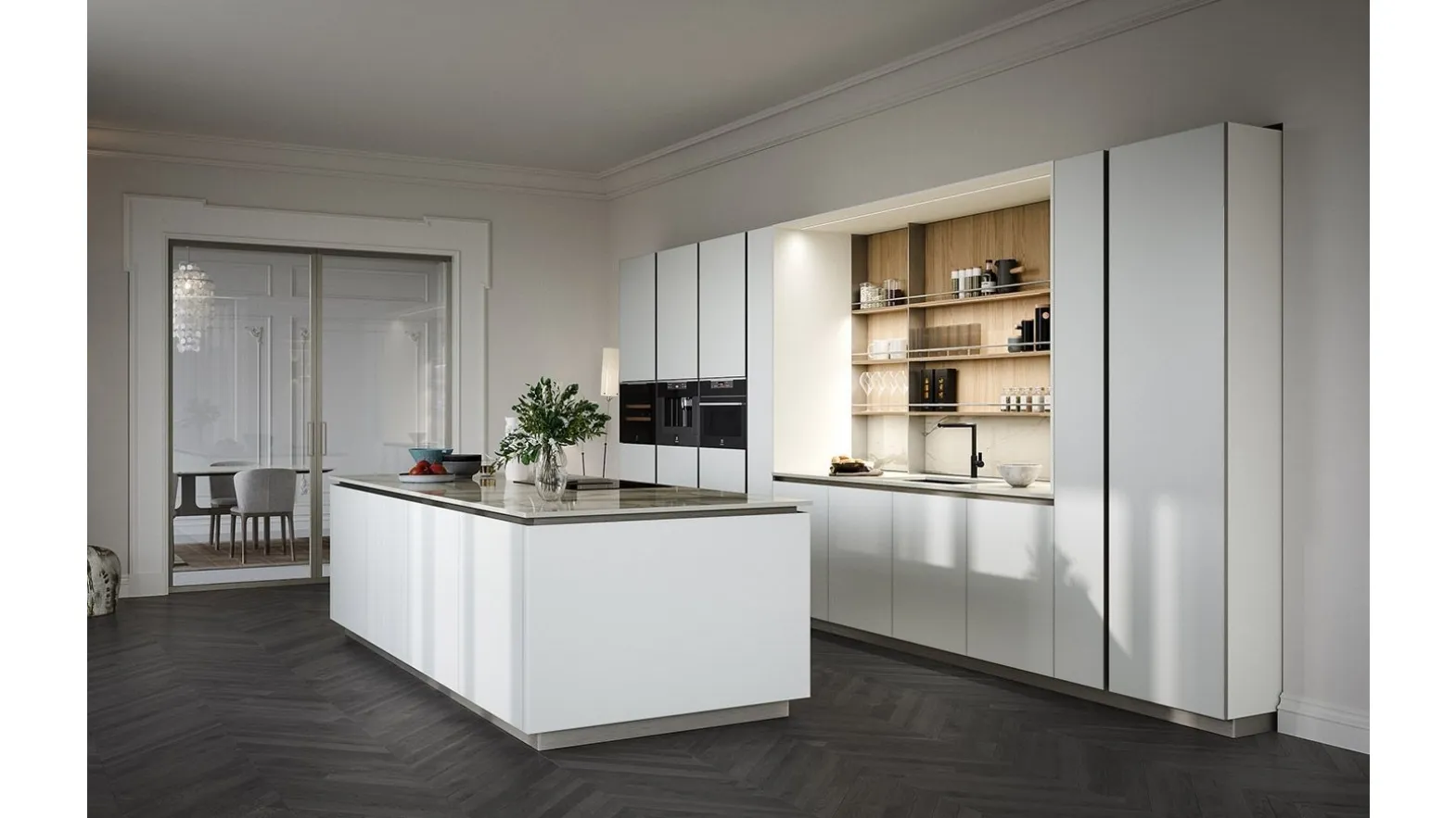 Cucina Moderna con isola Aria Tech 03 di Forma Cucine